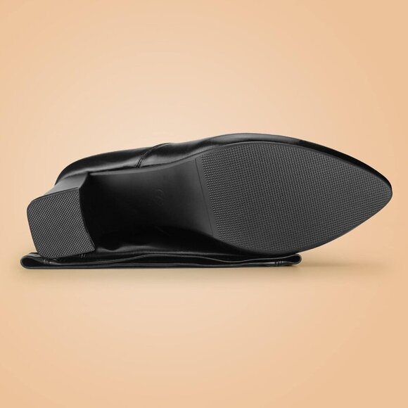 Women's Black Comfort Thigh High Pointy-toe And High-heel Over The Knee Boots - Picture 6 of 6